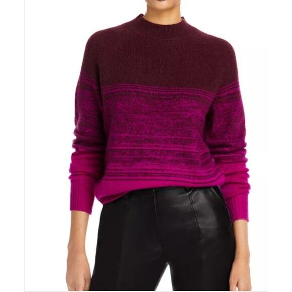 C by Bloomingdale's Space Dyed Cashmere Mock Neck Sweater-Bright Magenta Sz S - Picture 1 of 7